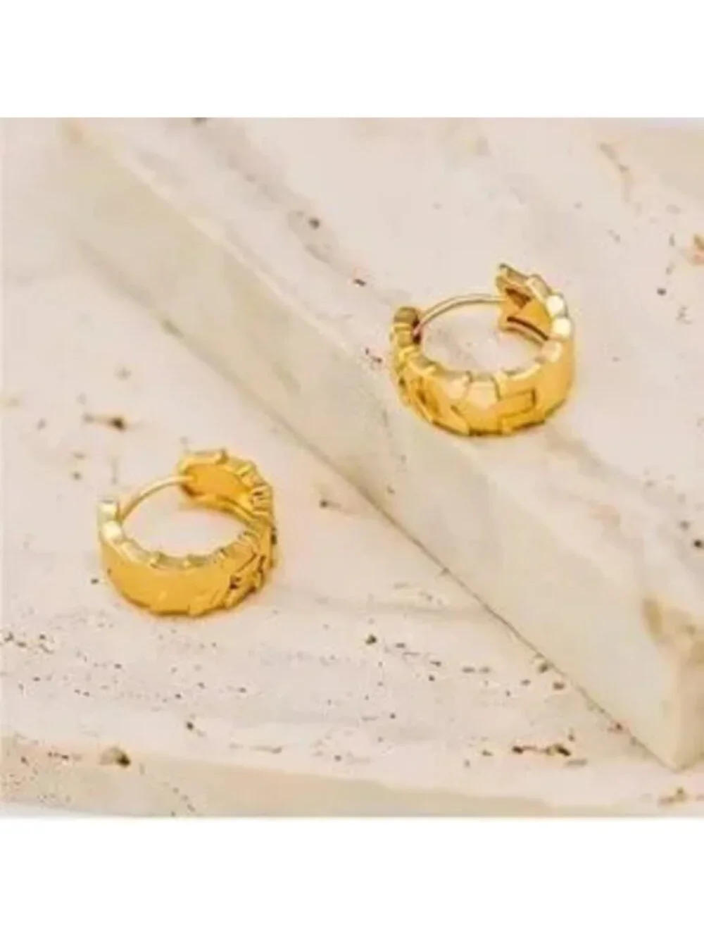 Gold 14k Gold Plated Textured Hoop Earrings
